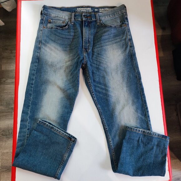 Signature by Levi Strauss S31 slim straight denim blue men's size 33 - Picture 1 of 14